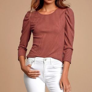 Lulus burgundy detail sleeve top (new with tags)